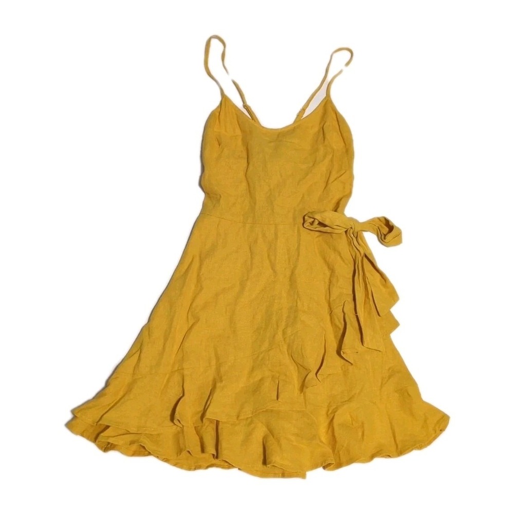 Speechless faux wrap Ruffled Dress M linen blend boho garden party sundress